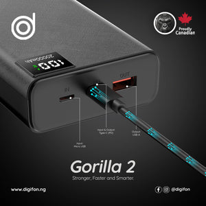 Gorilla 2 20000mAh Fast Charging 22.5W Qualcomm 3.0 Power Bank - digifon